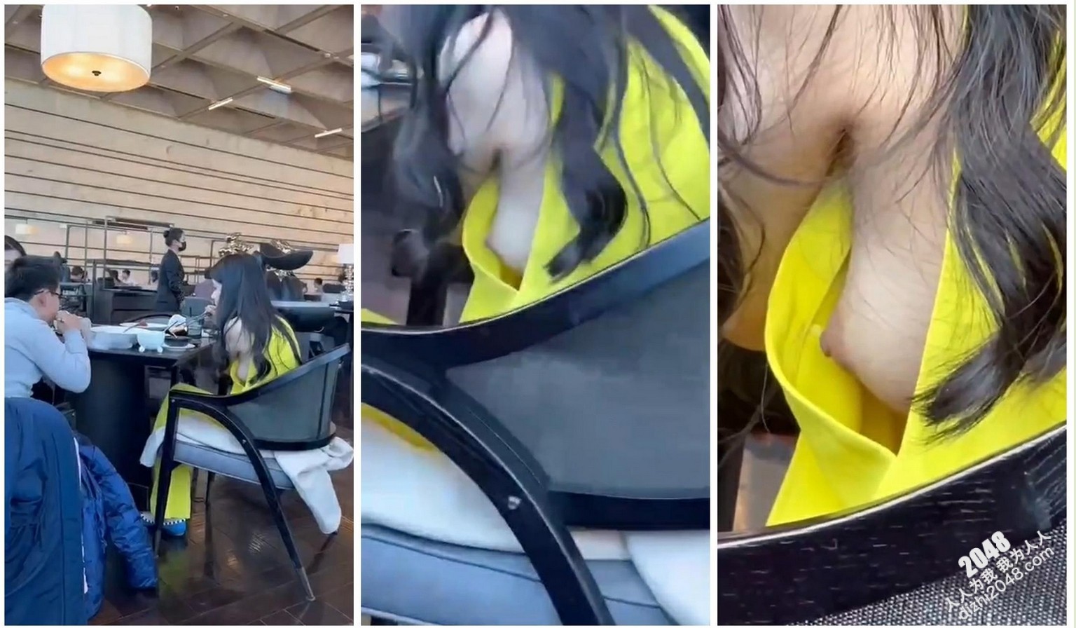 餐厅吃饭遇到邻座的妹子走光露奶头 一切都是那么自然也是那么刺激